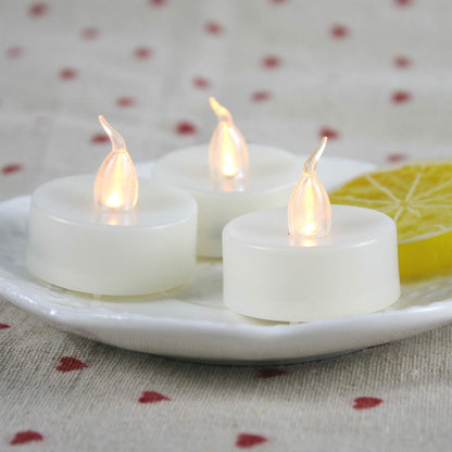 CANDLE CHOICE Battery Operated Flameless Tea Lights Realistic Flickering Electric LED Tealight Candles Set Wedding Party Halloween Christmas Decorations Table Centerpieces Batteries Included 12 Pack