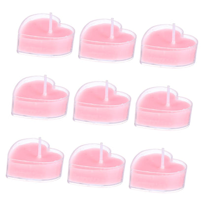 Baluue 9Pcs Heart Shaped Scented Tealight Candles Pink Rose Paraffin Wax Romantic Home Wedding Decoration with Glitter Long Burning for Indoor Outdoor Use