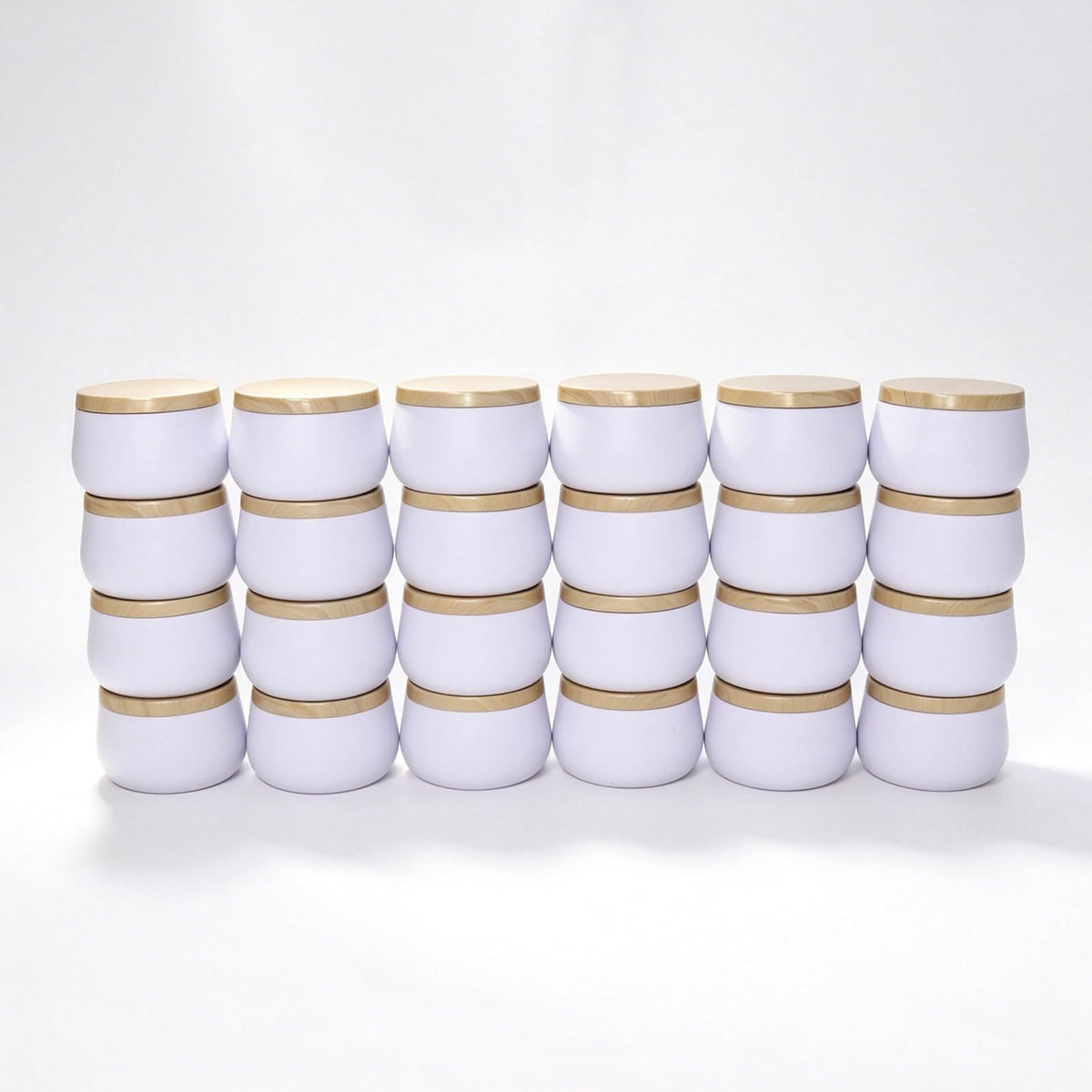 24 Pack 8 oz Candle Tins with Lids, Empty Metal Jars for Candle Making, Matte White Candle Containers with Wooden Grain Lids for DIY Aromatherapy, Bulk Candle Making Supplies for Making Small Business
