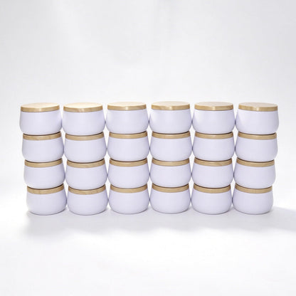 24 Pack 8 oz Candle Tins with Lids, Empty Metal Jars for Candle Making, Matte White Candle Containers with Wooden Grain Lids for DIY Aromatherapy, Bulk Candle Making Supplies for Making Small Business