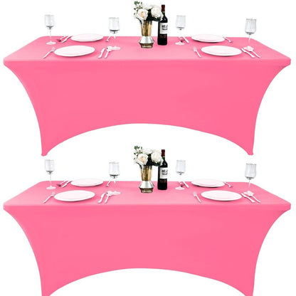 ZarzaaSik 6-Pack 8ft Spandex Table Covers for Rectangle Folding Tables - Washable Elastic Tablecloth - Ultimate Fitted Table Protector for Birthday Parties, Trade Shows, Banquet
