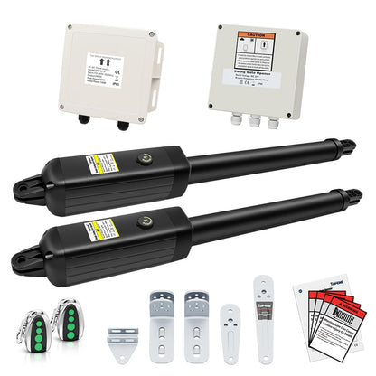 TOPENS PW302 Dual Swing Gate Opener Light Duty Automatic Gate Motor for Double Swing Gates Up to 12ft per Arm, Electric Driveway Gate Operator AC Powered with Remote Control Kit Solar Compatible