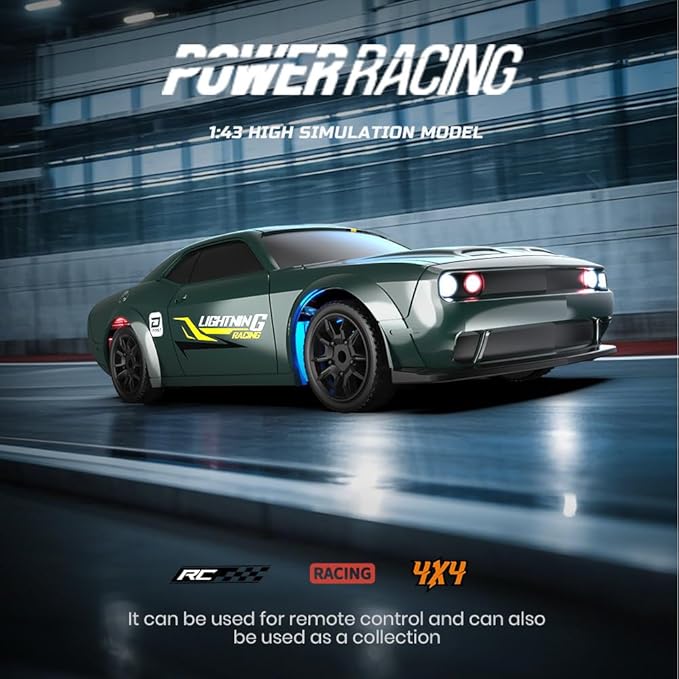 1:43 Scale Mini RC Drift Car 2.4GHz 4WD Desktop RC Drift Car 15KM/h Handheld Racing Mini Vehicle with LED Lights Speed Switching Racing Sport Toy for Adults Teens (Purple)