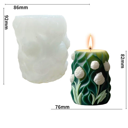Tulip Flower Succulent Leaves Cylinder Molds Silicone Wave Spiral Candle Mold - Silicone Resin Casting Molds for Candle & Resin & Soap Craft Supplies