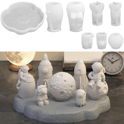 Space Planet Resin Molds Silicone，【8-piece Set】 Epoxy Resin Space Astronaut Silicone molds,3D Resin Spaceballs Molds, Small Rocket Silicone Model, Space Rabbit DIY Gift Sets for Teens (【Kit 4】)