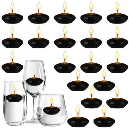 Nuanchu 20 Pcs Black Floating Candles Centerpieces for Wedding Small Unscented Floating Candles Decoration for Wedding Anniversary Holiday Party Gifts Home Pool Decor