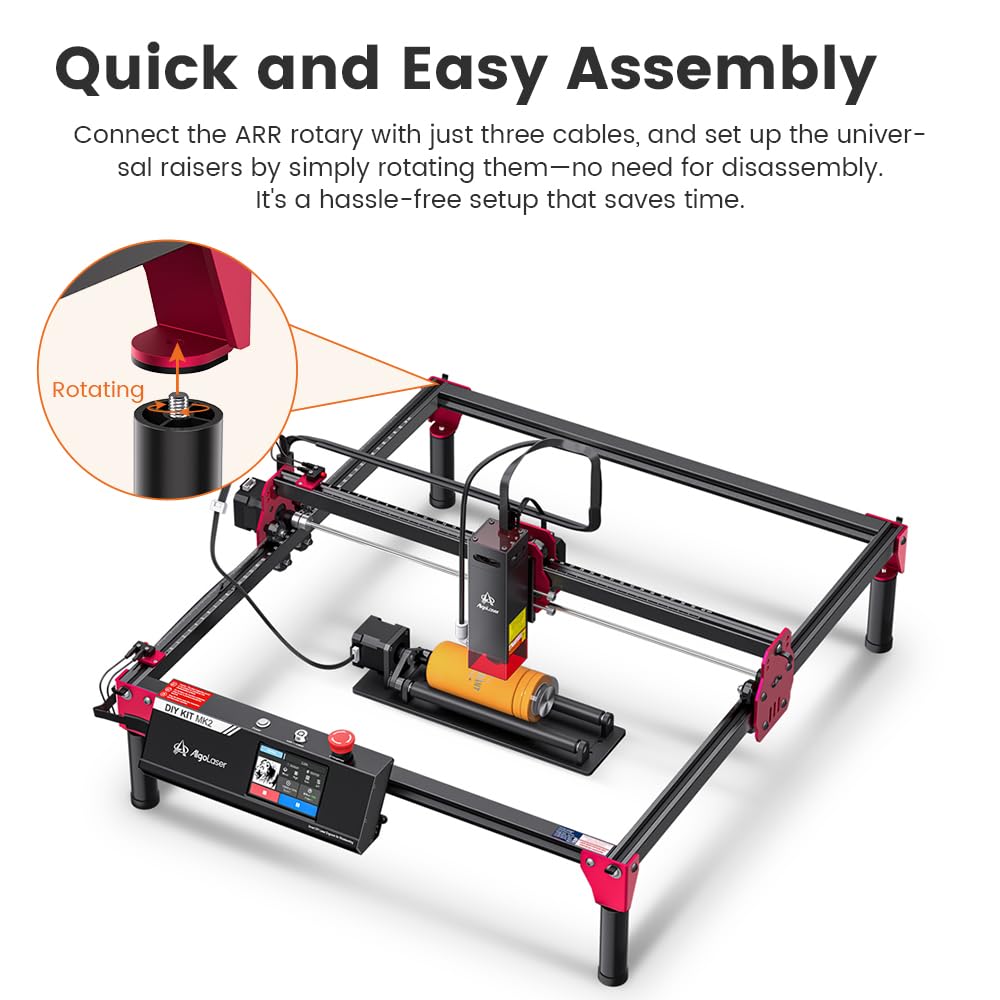 Algolaser 10W Laser Engraver Machine - Laser Engraver/Cutter with Rotary Roller & Laser Engraver Riser - Laser Engraving Machine with 3.5" Smart Touchscreen & AlgoOS,Laser Engraver for Wood & Metal