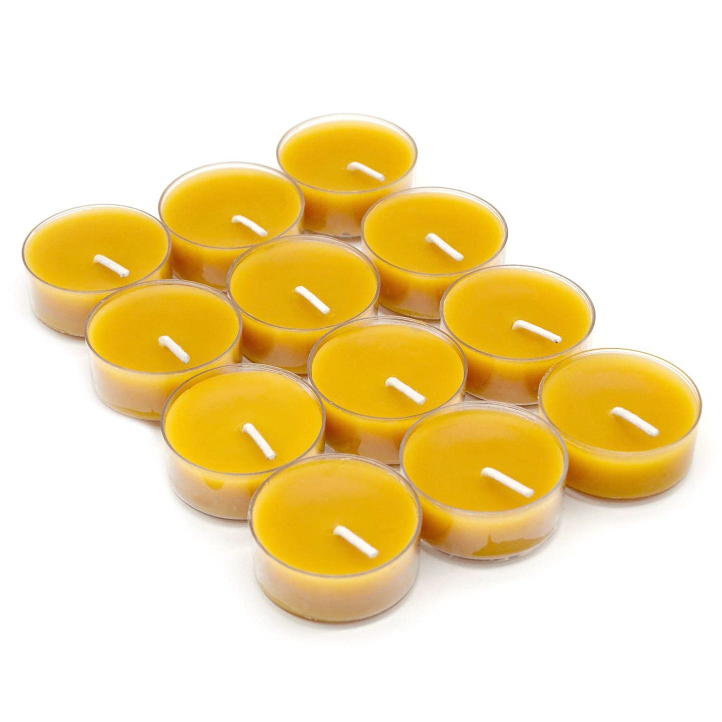 100% Pure Raw Beeswax Tea Lights Candles (Set of 12) Organic Hand Made