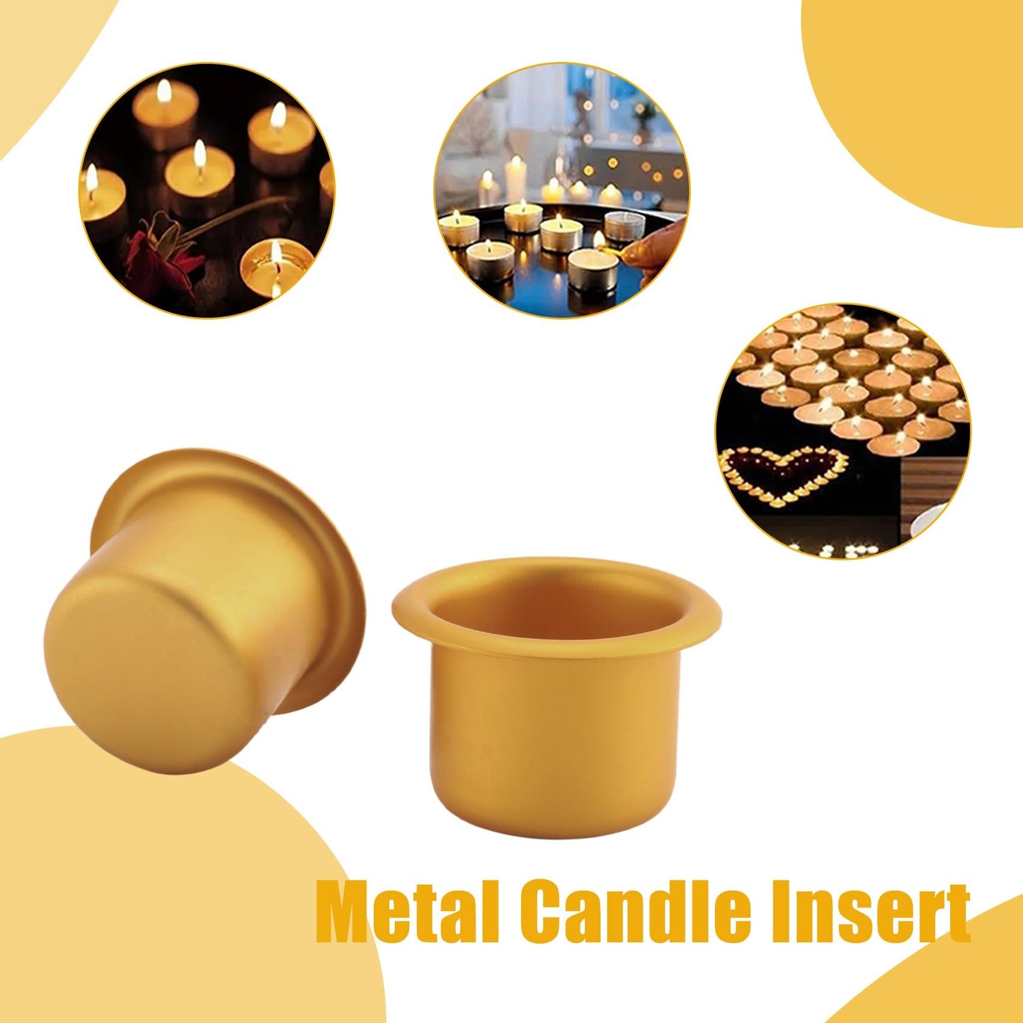 ALOEU 20 Pcs Metal Candle Inserts for Taper Candles, Decorative Candle Holders, DIY Candle Holder Set for Tree, Table, Craft or Decoration