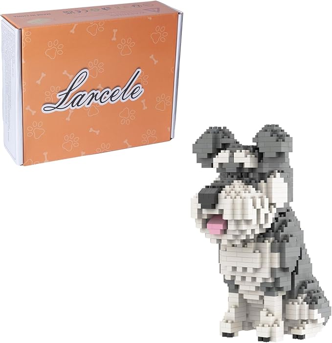 Larcele Micro Building Blocks Animal Set DIY 3D Building Toy Bricks934 Pieces KLJM-05(Schnauzer)