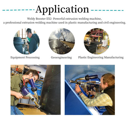 220V EX2 EX3 WELDY 3400W Handheld Plastic Extrusion Welding Machine kit Hot Air Plastic Welder Gun Vinyl Weld Extruder Welder Machine (EX2 extruder)