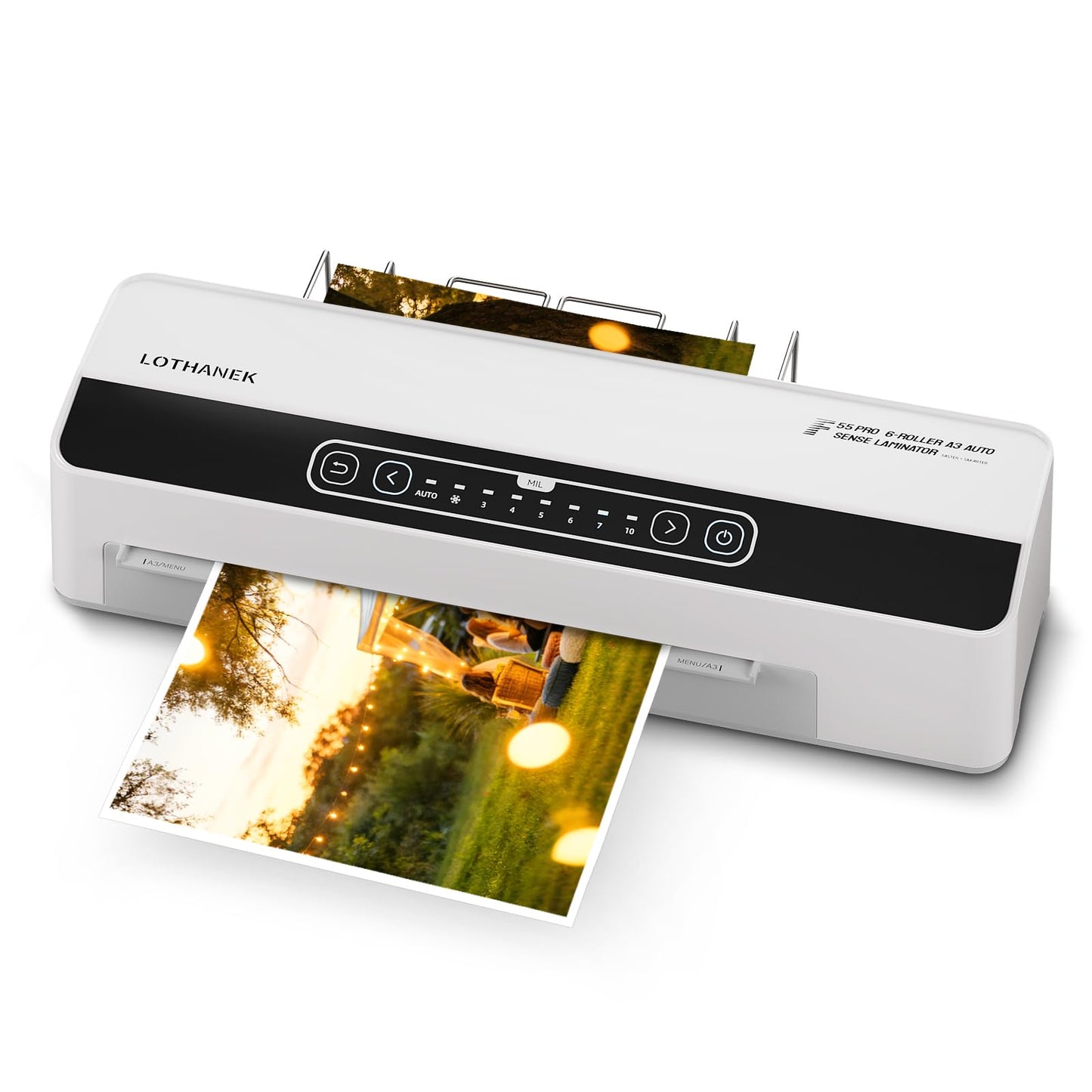 F55 Pro 6 Roller 13" Professional Laminator Machine with Auto-Sensing Technology, Handles 3-10Mil Thick Pouches, 1-Minute Warm-Up, Jam-Proof System with Auto Reverse, for Office & School Use (White)