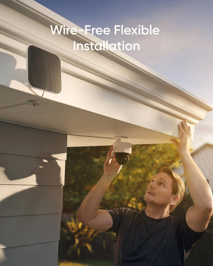 eufy Security SoloCam S340, Solar Security Cameras Wireless Outdoor, Cameras for Home Security, 360° Pan & Tilt Surveillance, No Blind Spots, 2.4 GHz Wi-Fi, No Monthly Fee, HomeBase S380 Compatible