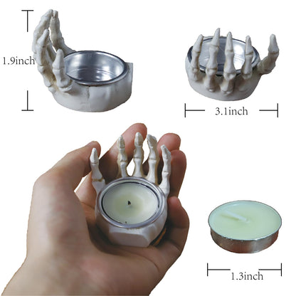 3pcs Gothic Skeleton Hand Tea Light Candle Holders, Halloween Candle Holders, Horror-Themed Spooky Home & Halloween Decorations