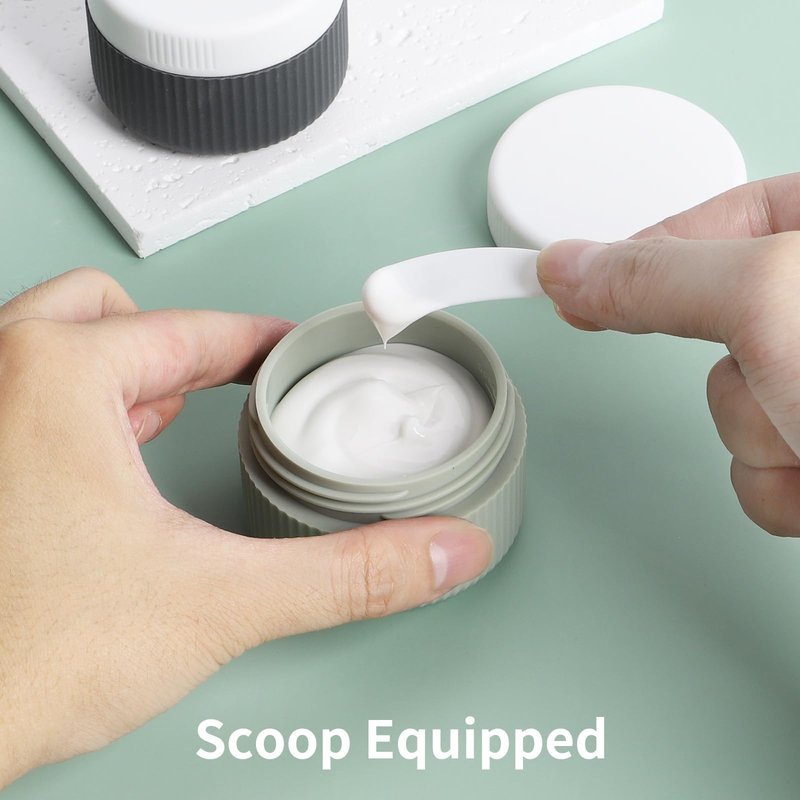 ME.FAN Travel Containers for Toiletries, TSA Approved 1.5 oz Silicone Cream Jars, Leak-proof Journey Containers, Trip Accessories with Lid for Cosmetic Face Hand 4 Pack White Lid - Desert Sage