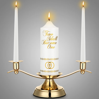 Irenare Unity Candles with Holder for Wedding Ceremony Wedding Decortions Accessories Glass Candle Holder Pillar Candle for Formal Events Church(Elegant)
