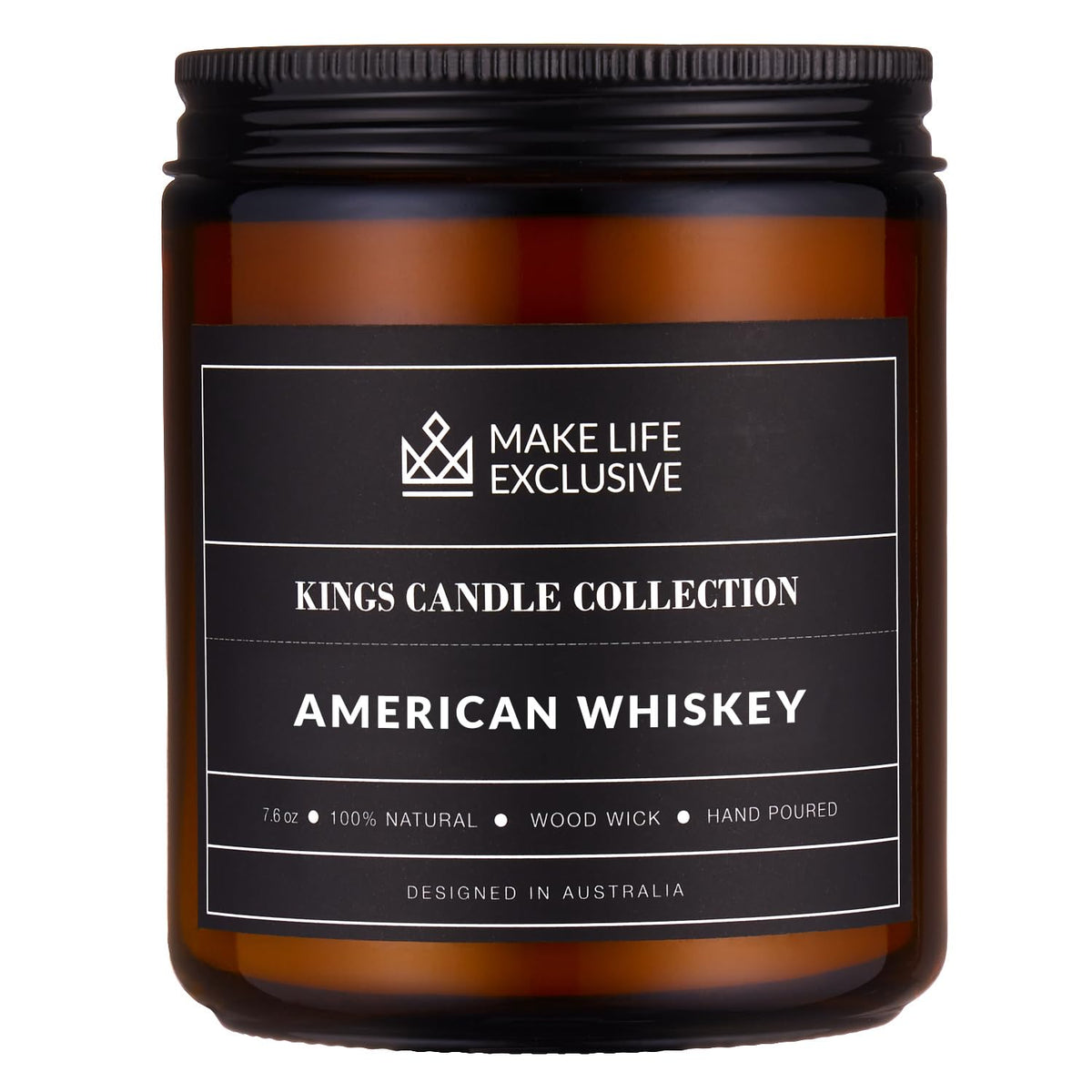 Scented Candles for Men | Whiskey Scented | Wooden Wick, Long Lasting, Masculine Scents | Natural Soy Jar Candle for Home, Bacehlor Pad Decor | The Perfect Mens Gift