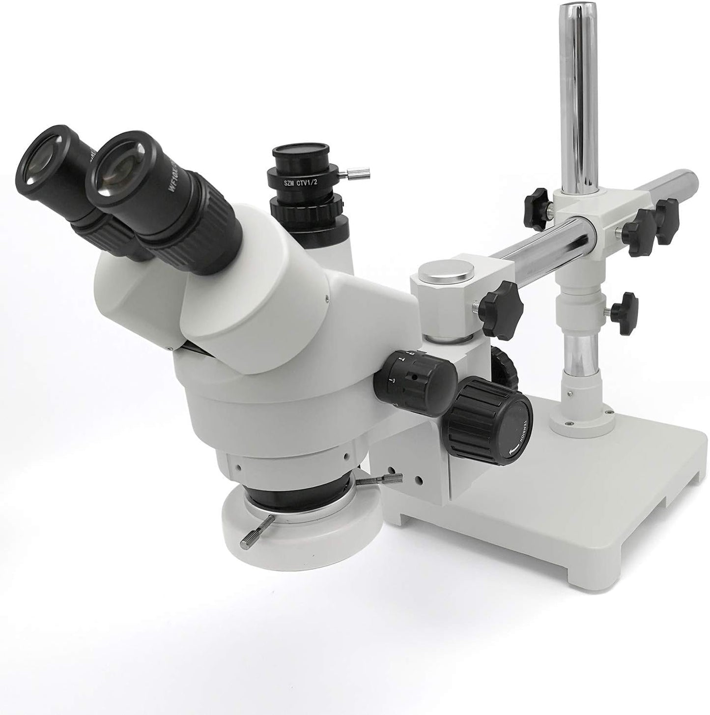 SWIFT S7 7X-45X Trinocular Stereo Microscope with Wide-Field 10X Eyepieces,0.7X-4.5X Zoom Objective Lens, Single-Arm Boom Stand, and 56-Bulb LED Ring Light