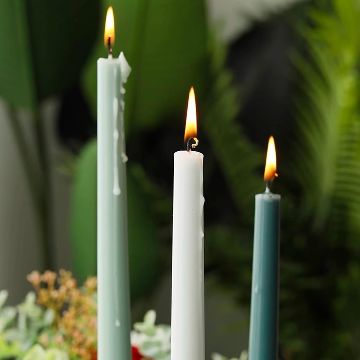 Taper Candle Scented Candle Sticks,10inches Dripless Tapered Candles Green Candlesticks Holiday for Household Party Wedding Mother Day，4 Pack