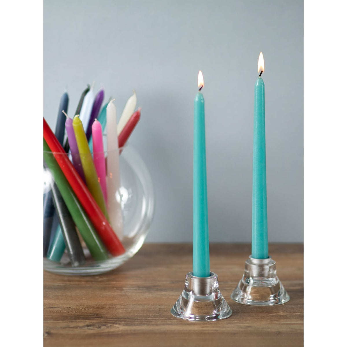 CANDWAX 12 inch Turquoise Taper Candles Pack of 4 - Unscented Smokeless Dripless Teal Candlesticks - Perfect for Holidays, Ordinary Dinners and Special Occasions - Tall Taper Candles