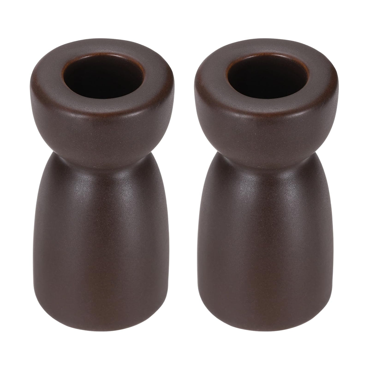 uxcell 2 Pack Candlestick Holder Black Brown Ceramic Taper Candle Holder Candle Stand Holders Modern Style Decoration for Centerpiece Tabletops Anniversary