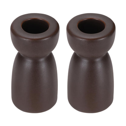 uxcell 2 Pack Candlestick Holder Black Brown Ceramic Taper Candle Holder Candle Stand Holders Modern Style Decoration for Centerpiece Tabletops Anniversary