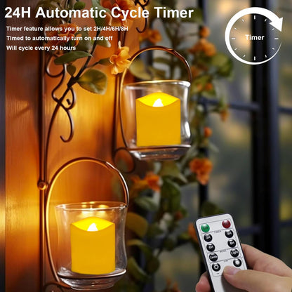 6 Pack Rechargeable tea lights with Remote Timer & Charging Base, Realistic Flickering Flameless Votive Led Tea Lights Candles, Tealights Candles for Wedding,Halloween,Christmas,Home Decorations