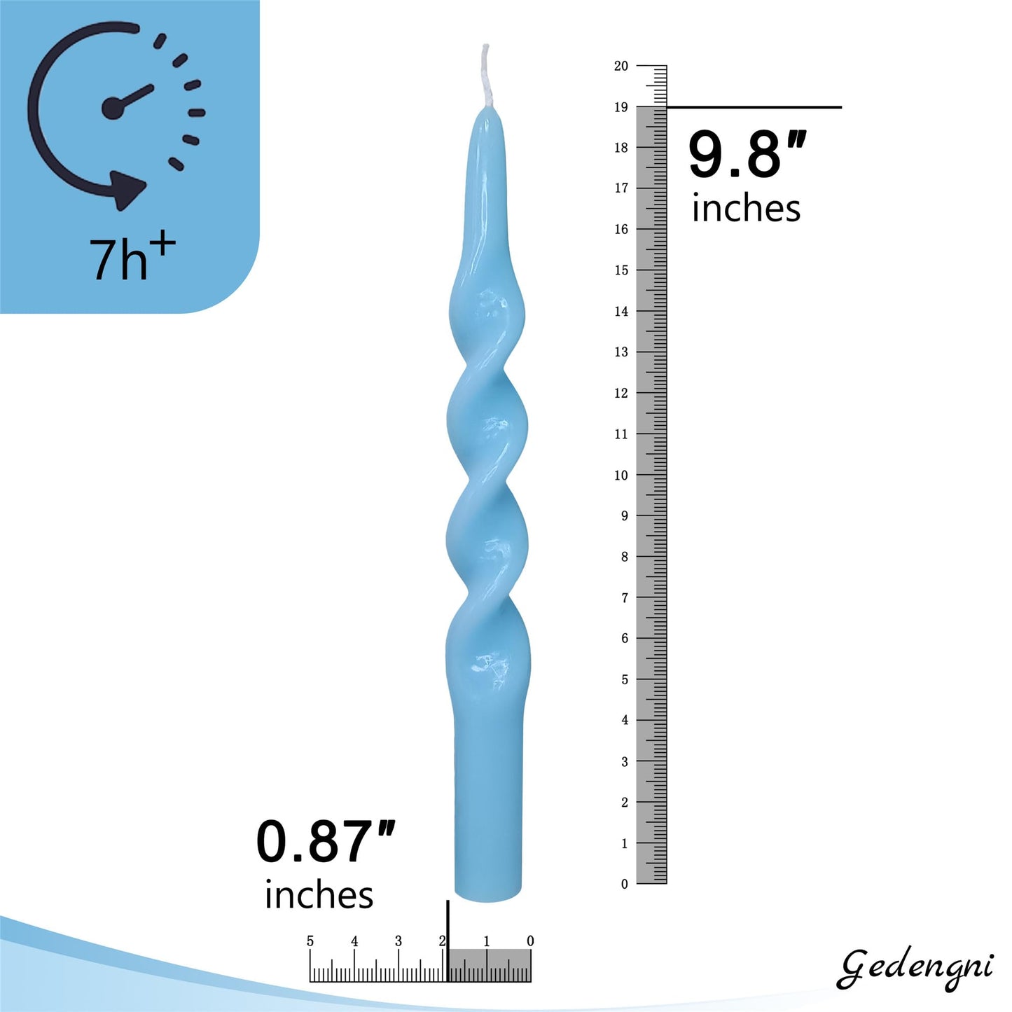 Gedengni Blue Candlesticks Spiral Taper Candle - Set of 2 Cute Candle Sticks 10 Inch Long Tapered Candles Twisted Candlestick for Anthropologie Home Dinner Decor Wedding (1D-Blue)