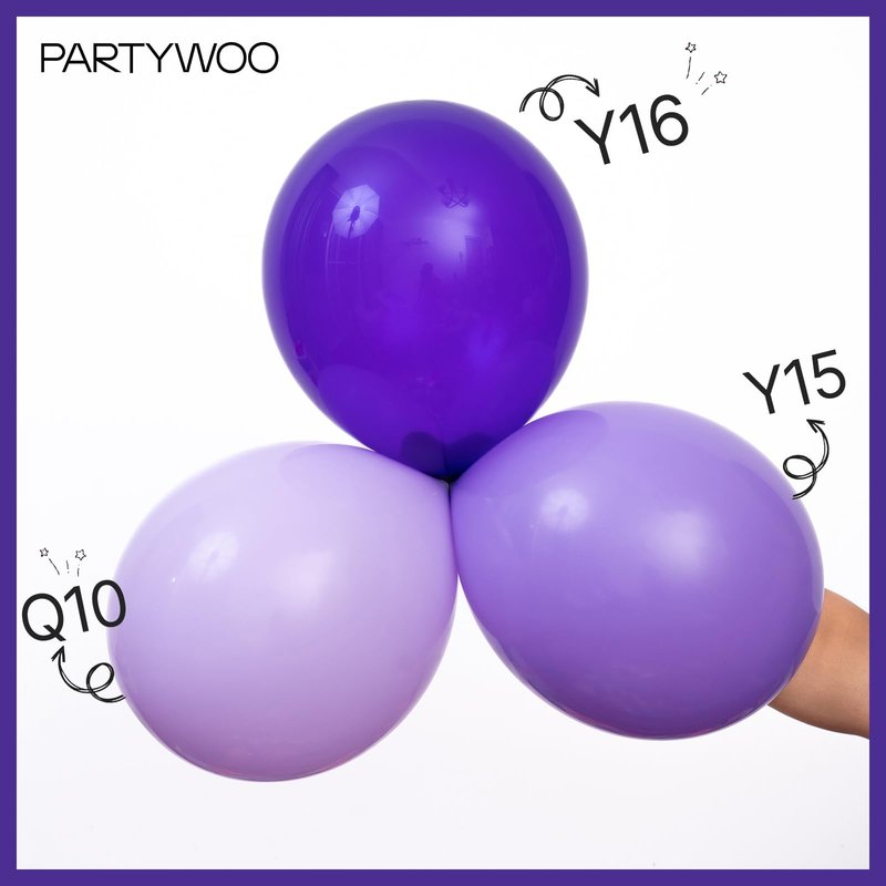 PartyWoo Lavender Balloons 50 pcs 12 Inch Light Purple Pastel Purple Lilac Latex Helium Balloons for Graduation Baby Shower Gender Reveal Birthday Engagement Wedding Party Decorations Purple-Q10