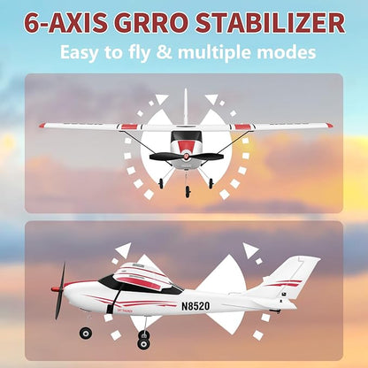 HAWK'S WORK 4 Channel RC Plane Remote Control Airplane Cessna Ready to Fly Brushless Motor 6-axis Gyro Stabilizer 3 Flight Mode Stunt Flying Easy Trainer for Beginner &amp Kid