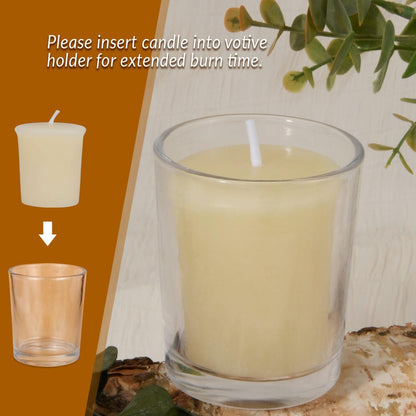 AGLARY 6PCS Pure Beeswax Votive Candles, Unscented, Naturally Lightly Honey Scented, 12 Hours Burn Time Each (White)