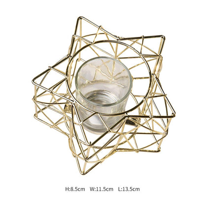 XILIN-1987 Candle Holderss Geometric Wrought Iron Candle Holder Home Accessories Candlelight Dinner Props Romantic Candlestick Decoration Decorative Candlestick
