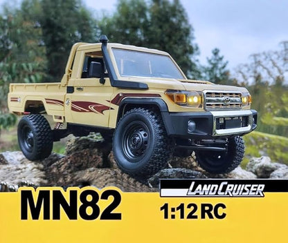 RC Truck 1/12 RC Rock Crawler 4x4 Toyota Land Cruiser Remote Control Pickup Off Road RTR 2.4GHz All Terrain with 280 Brushed Motor Proportional Throttle Steering for Adult MN-82