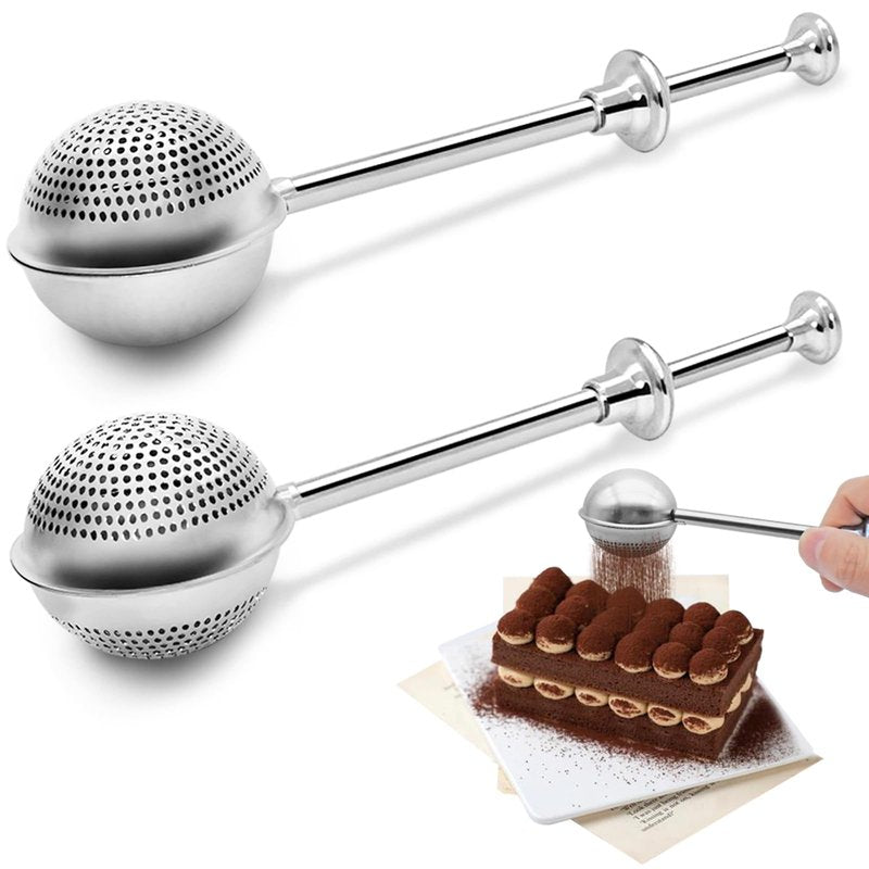 Flour Sifter, SENHAI 2 PCS Sifter for Baking, 304 Stainless Steel Powdered Sugar Shaker Duster for Sugar Flour Spices Tea Strainers (Half-hole & Full-hole)