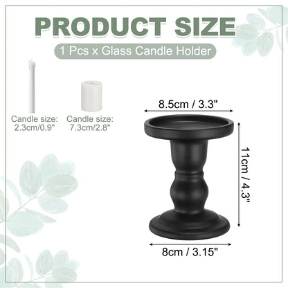 uxcell 11 cm Glass Candle Holder for Taper/Column Candles, Candle Holders Tealight Stand Candlestick for Tealight Wedding Table Centerpiece Home Decor, Matte Black