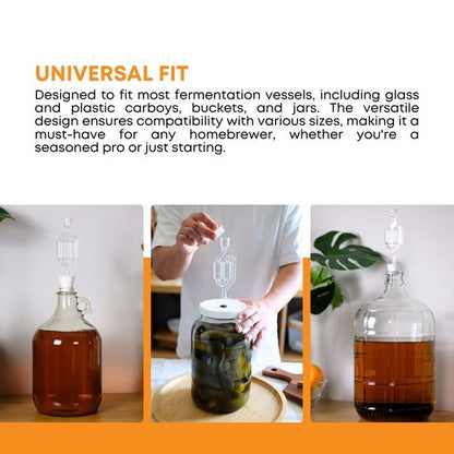 Fastrack Airlocks for Fermenting | Bubble Airlock for Wine Making and Beer Making | BPA-Free S-Shaped Airlock used for Brewing Wine, Beer, Pickles & more |Transparent Airlock Set Of 10