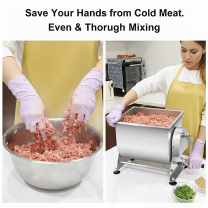 Wutfly Manual Tilting Meat Mixer, 35 lb / 6 Gallon Capacity, Stainless Steel Sausage Stuffer for Burger, Sausage & Jerky, with Removable Paddle & Non-Slip Feet, Countertop Food Processor