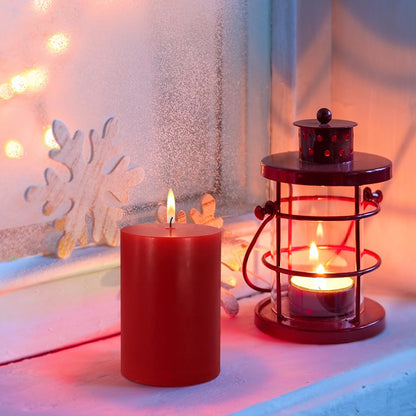 6 Pack Unscented Dripless Smokeless Red Pillar Candles, 2.75x3.25 Inch Cylinder Wax Candles for Home Table Holiday Party Spa Decor Emergency