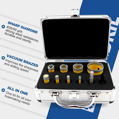 HIGHDRIL 3" 75mm Circular Saw Blade Set 4pcs and HIGHDRIL Diamond Drill Bits Kit with 5/8-11