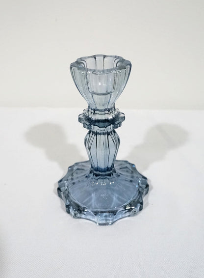 Generic Sweet Home Deco Glass Candlestick Holder, Taper Candle Stand for Indoor or Outdoor Dining, Tabletop Decoration, Set of 2 (Navy Blue)