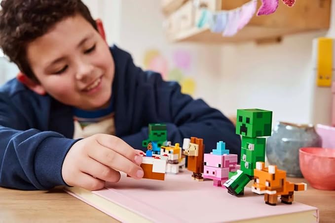 LEGO Minecraft 21281 Baby Pig’s Birthday Celebration – 351-Piece Build &amp Play Set with Creeper Baby Pig Fox Llama Cat Zombie Mobs + Buildable Cake (Ages 8+)
