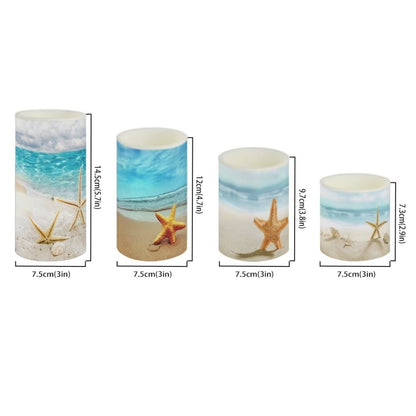 NETILGEN LED Flickering Candles Battery Operated Candles Set of 4 with Remote Control Timer Dancing Flame Pillar Candles Home Table Coastal Decoration, Beach Coastal