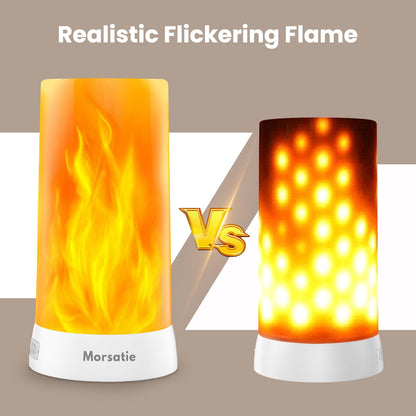 Morsatie【Upgraded LED Flame Light, Rechargeable Flickering Flameless Candles, 4 Modes Battery Operated Candles with Upside Down Effect, Waterproof LED Candles for Indoor Outdoor 1 PCS