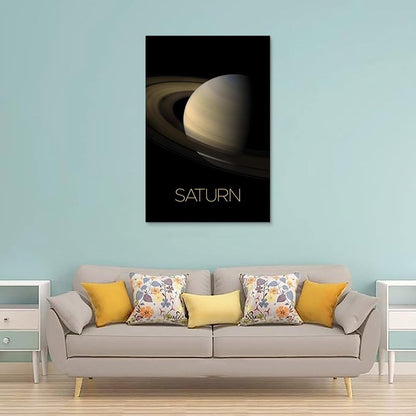 XIAOLOUTINYU Solar System Canvas Wall Art - Saturn Planet Space Poster for Kids Room Bedroom Classroom, STEM Educational Astronomy Decor, Science Gift for Boys Girls Teens, 12x18 Inch Unframed