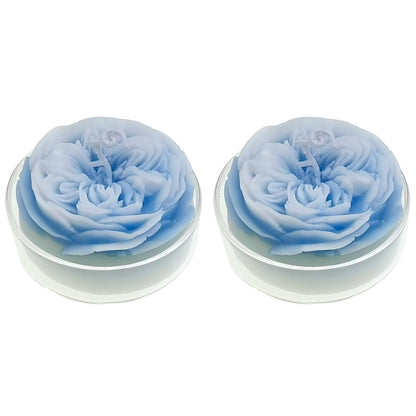 Scented Candle with Cup 2 Pack, 58G Soy Wax Rose Candle, for Meditation, Yoga, Birthday, Wedding, Housewarming (Blue)