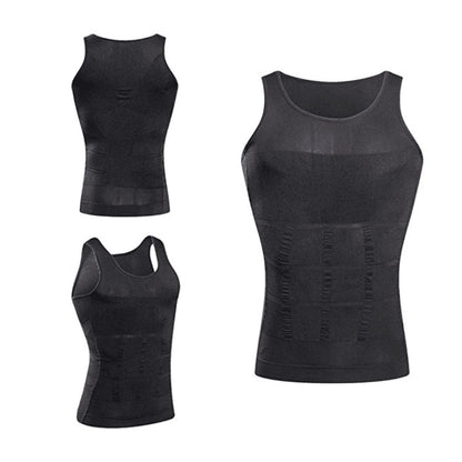 GKVK Mens Slimming Body Shaper Vest Shirt Abs Abdomen Slim,XXL(chest size 116cm-120cm/46inches-48inches),Black