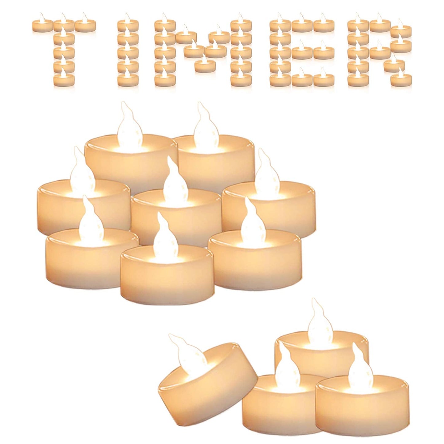 Cozeyat 12pcs Led Tea Lights with Timer Function(6Hrs On 18Hrs Off) Mini Flameless Candles Warm White Flickering Battery Operated Tealights for Christmas Wedding Halloween Party Home Decoration