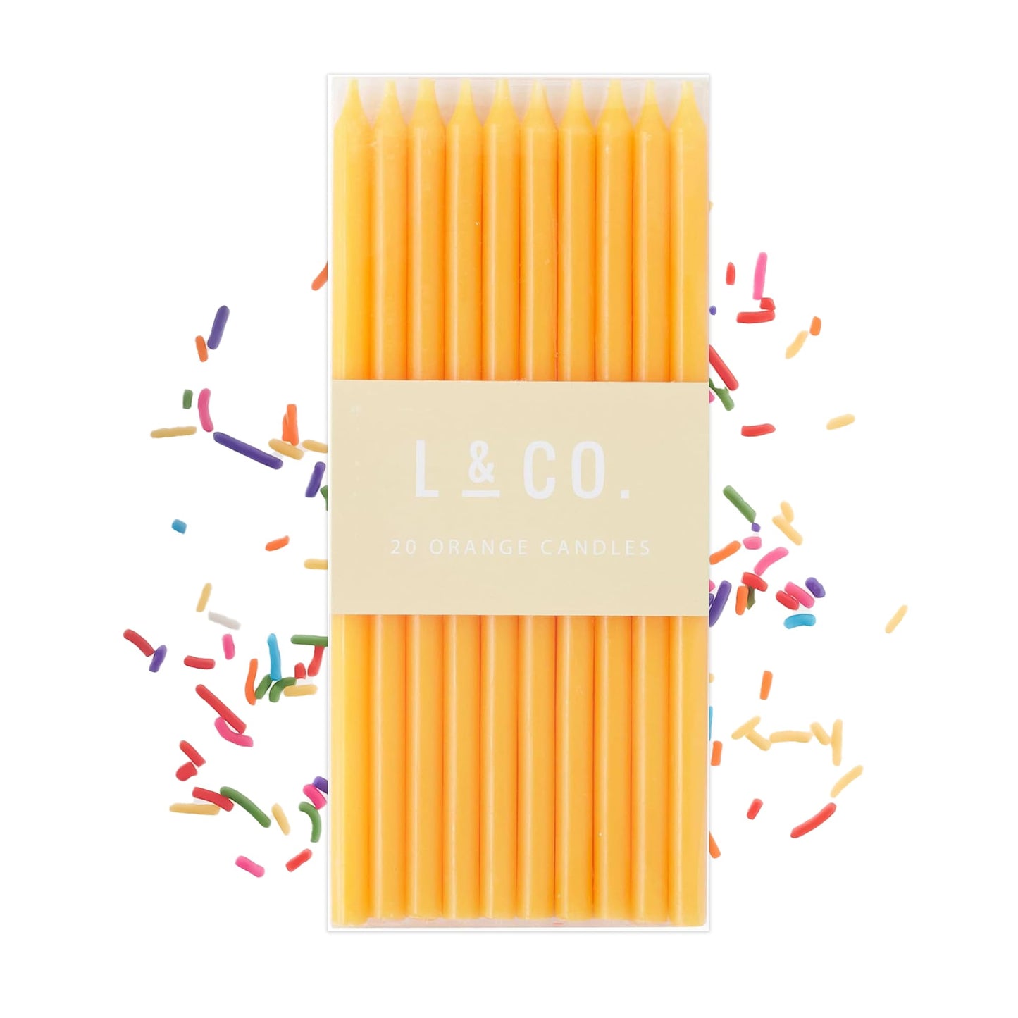 Sisterly Market 20 Count Tall Skinny Orange Solid Birthday Cake Candles for Birthday Wedding Party Cakes Decorations