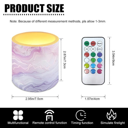 Cozeyat Lilac Marble LED Candles Set of 4 Battery Powered Flameless with Remote Timer Dancing Flame Waterproof for Home Table Garden Decoration