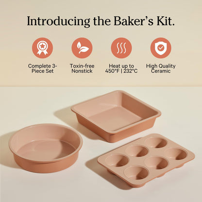 Our Place Wonder Oven Baker’s Kit | 3-Piece Toxin-Free Ceramic Nonstick Bakeware Set - Oven-Safe to 450°F - Spice